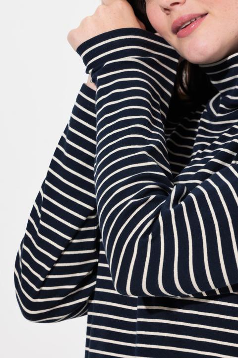 Immagine prodotto Ulla Popken Maglia aderente in cotone biologico a costine con collo da risvoltare e maniche lunghe (46, 48)
