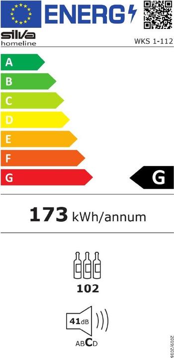 Energie-Label Silva WKS 1-112 Weinkühlschrank 102 Flaschen, inox, 2 Zonen