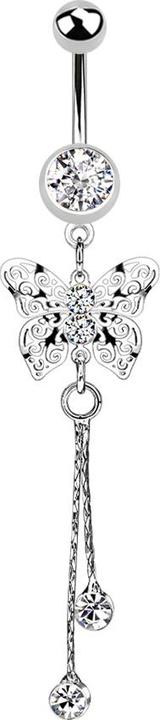 Immagine prodotto Star Piercing Banana in argento con ciondolo a forma di farfalla in cristallo argento (senza ottone, Acciaio chirurgico 316L)