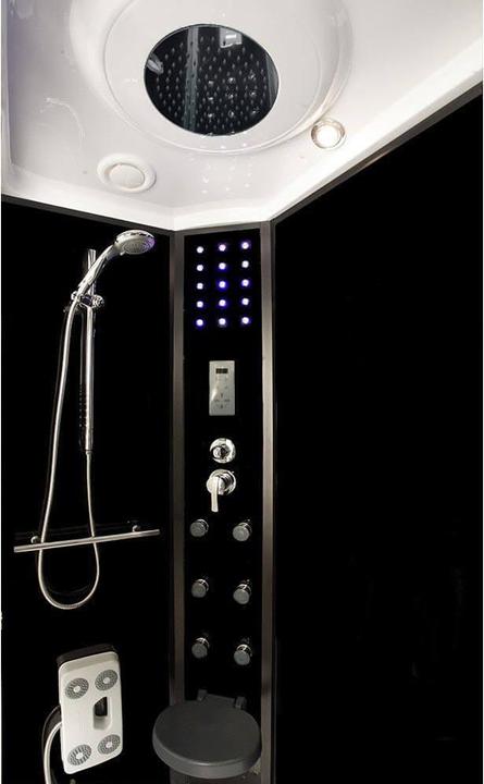 Produktbild Home Deluxe Dampfdusche mit Wasserfall Dampfsauna MANTA BLACK L, 100x100x220cm