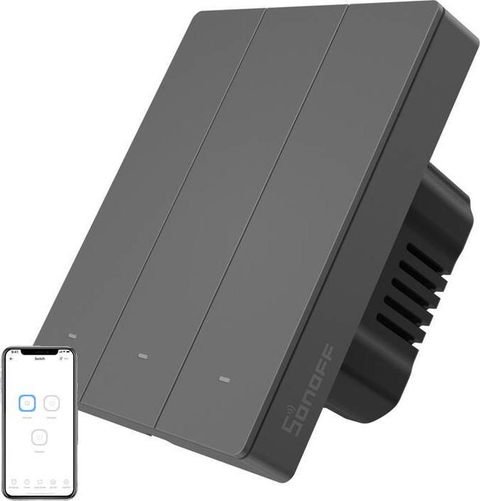 Produktbild Sonoff Smart 3-Channel Wi-Fi Wall Switch Black (M5-3C-80)