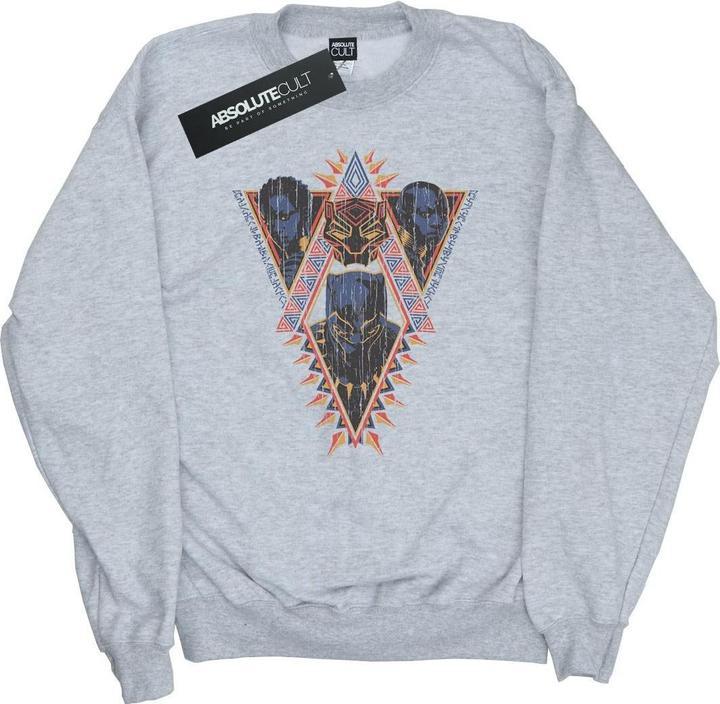 Actual product image Mens Black Panther Tribal Heads Cotton Sweatshirt (XXL)