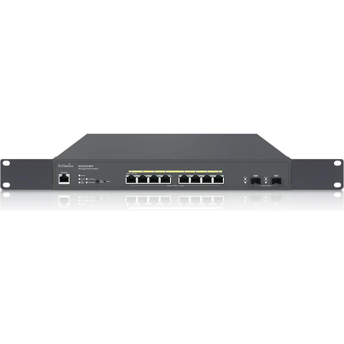 EnGenius Switch full managed Layer2+ 10 porte - 8x 2,5 GbE - PoE Budget 240W - 8x PoE++ bt - 2x SFP+ (10 porte), Switch di rete, Nero