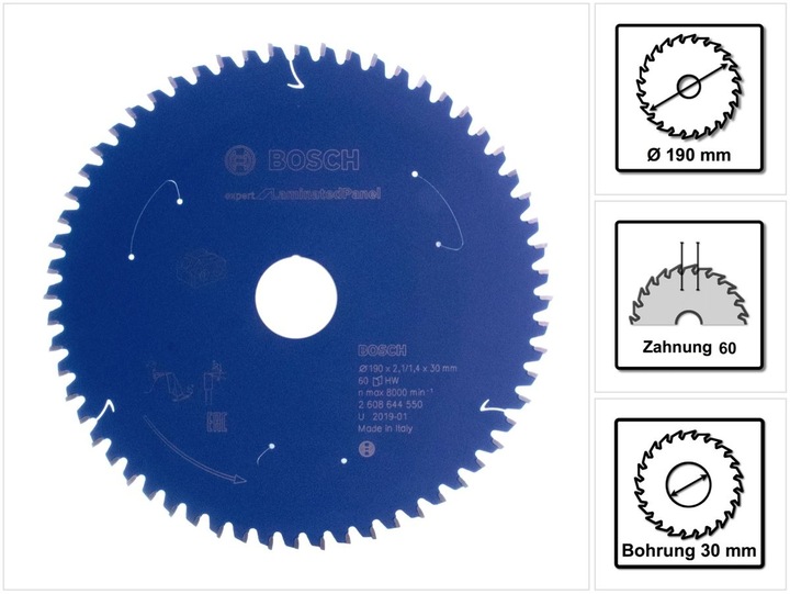 Image du produit Bosch Professional Zubehör Lame de scie circulaire Expert for Laminated Panel, 190 x 2,1/1,4 x 30, 60 dents