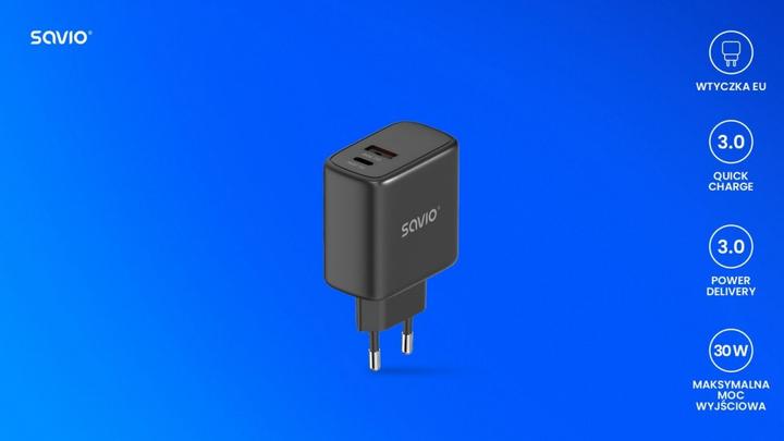 Actual product image Savio Wall charger 30 W Quick Charge, Power Delivery 3.0, LA-06 (30 W, 2 ports)