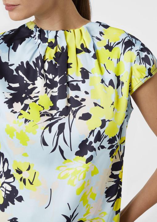 Image du produit Comma Bluse Gemusterte Satin-Bluse mit Raffung (44)