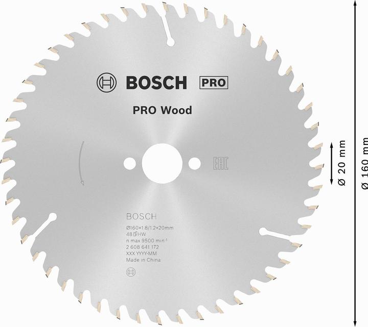 Actual product image Bosch Professional Zubehör PRO Wood circular saw blade, 160 x 1.8 x 20 mm