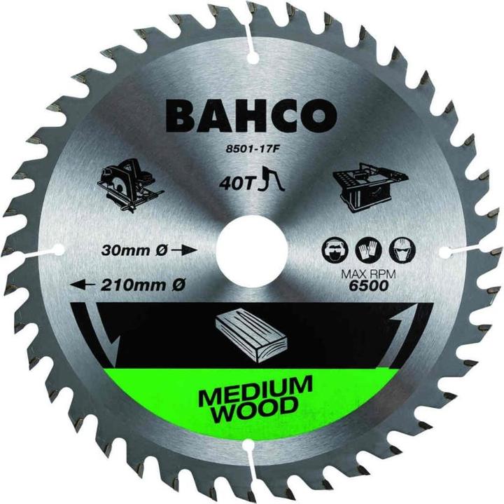 Bahco 40-tooth circular saw blades with carbide-tipped, fine teeth for employees working in wood 210 mm