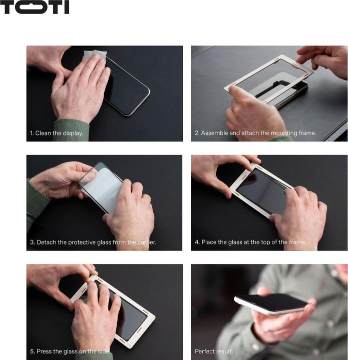 Actual product image Toti Phone glass screen protector Premium 16 Plus/15 Pro Max (1 pcs., Apple iPhone 15 Pro Max, Apple iPhone 16 Plus)