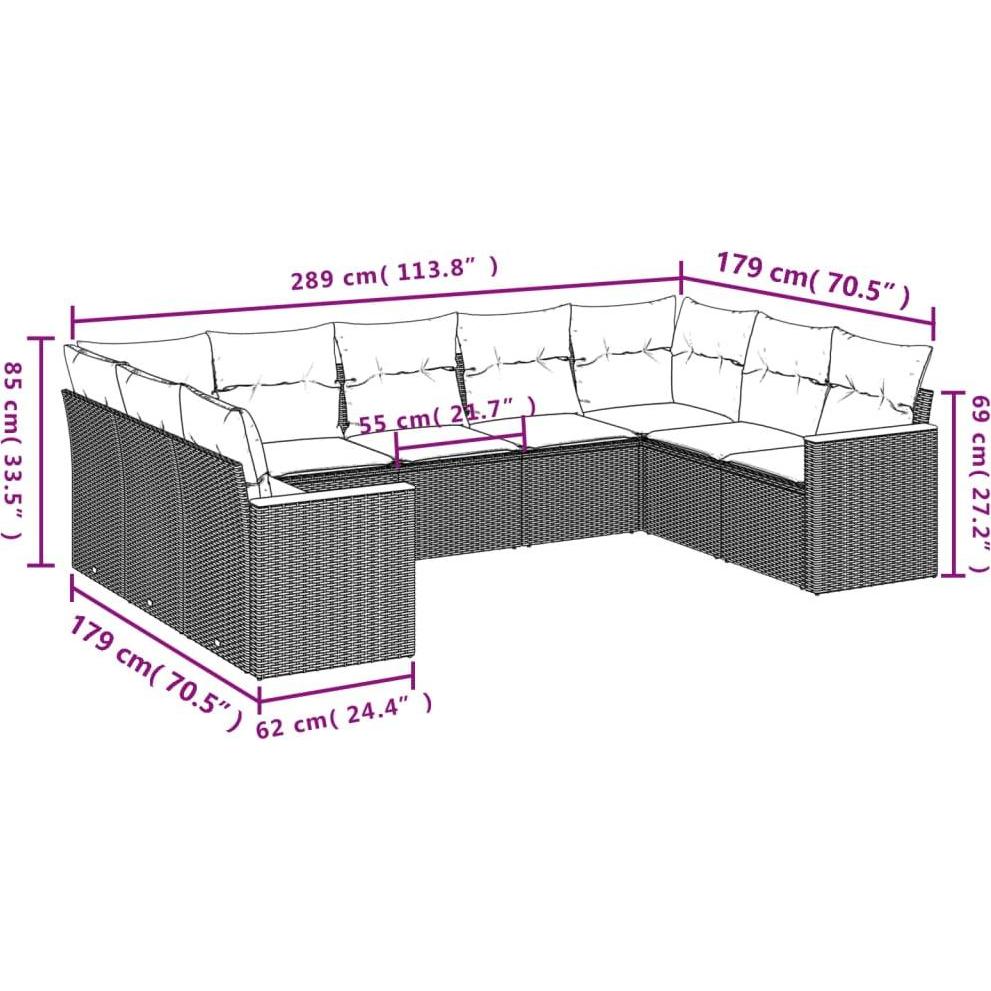 Thumbnail - VidaXL, Gartenlounge, 10-tlg. Garten-Lounge-Set mit Kissen