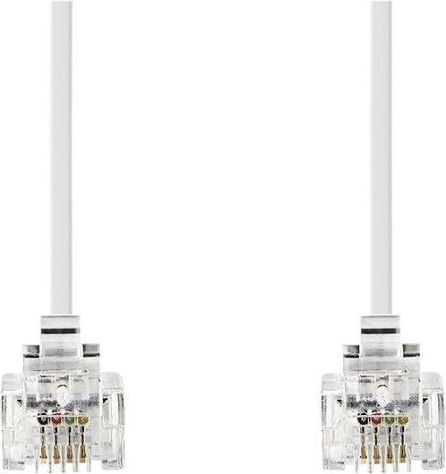 Produktbild RND Electronics Telefonkabel / Modularkabel, RJ11-Stecker - RJ11-Stecker, Flach, 10m, Weiss
