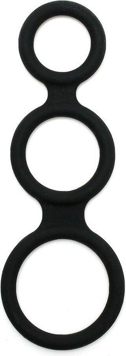 Actual product image Rimba Latex Play - Triple Cock Ring - Black (2 cm)