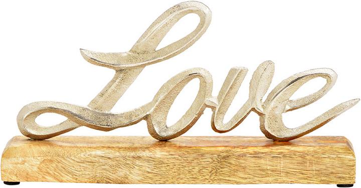 Actual product image G. Wurm Display stand lettering, Love, on mango wood base, made of metal silver (W/H/D) 25x13x5cm