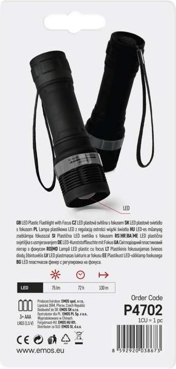 Actual product image Emos LED ruční svítilna P4702 (12 cm, 75 lm)