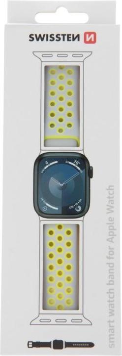 Actual product image Swissten Silicone Band for Apple Watch - Sport 38/40/41 mm Silver/Yellow (Silicone)