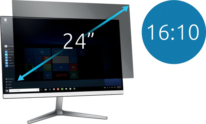 Kensington filtro privacy - 2 volte, rimovibile per 24". (24", 16 : 10)