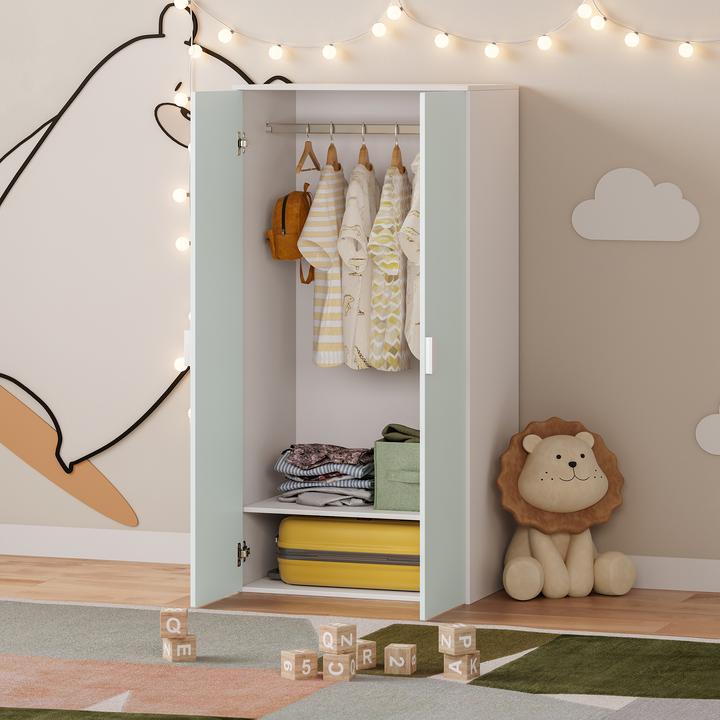 Image du produit En.Casa Kinderkleiderschrank Sandnes 123x60x40 cm Weiss/Mintgrün (60 cm)
