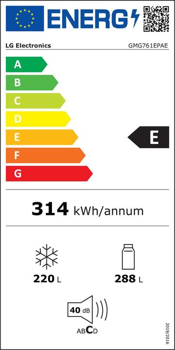 Label énergétique LG GMG761EPAE (508 l)