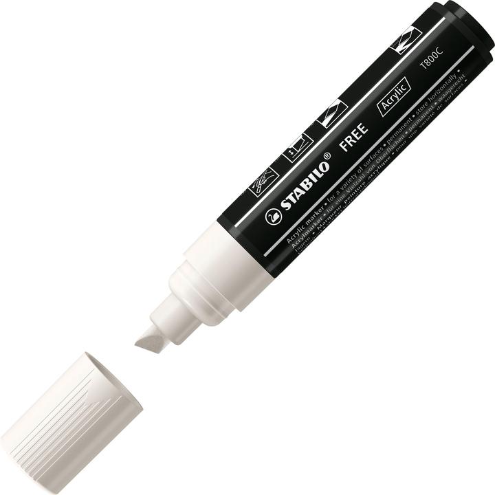 Actual product image STABILO Acrylic markers - FREE Acrylic - T800C wedge tip 4-10mm - single pen - white (White, 10 mm, 1 x)