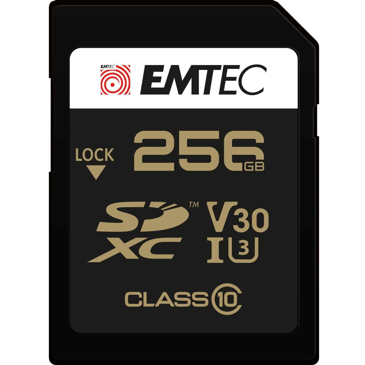 Emtec SD 256GB UHS-I U3 SpeedIN (256 GB, SDXC, U3, UHS-I), Speicherkarte, Schwarz