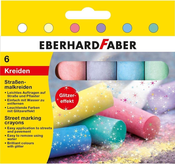 EberhardFaber Street Chalk Glitter (Multicolore, 6 x)