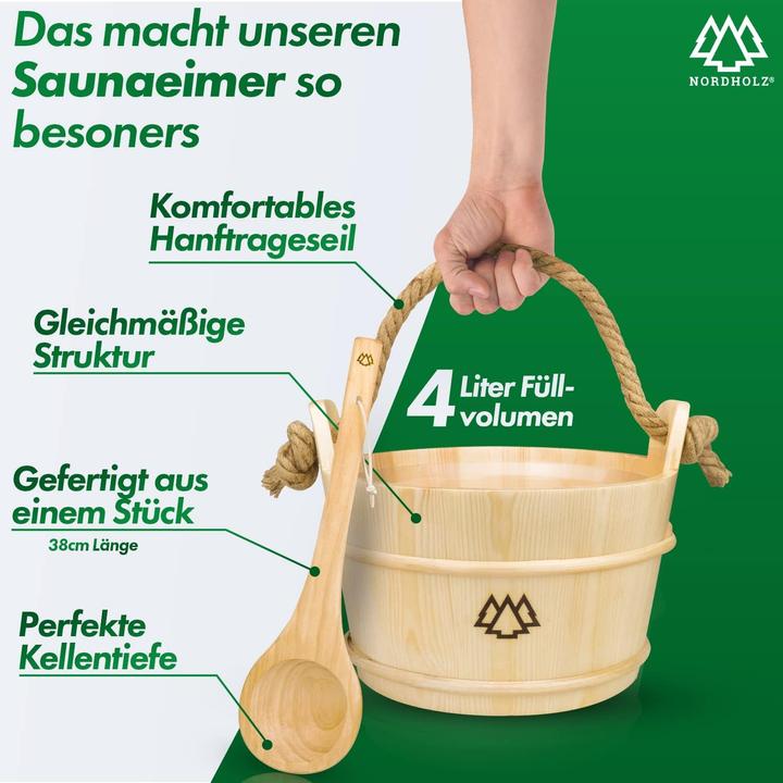 Image du produit Nordholz Seau pour sauna avec louche, épicéa nordique