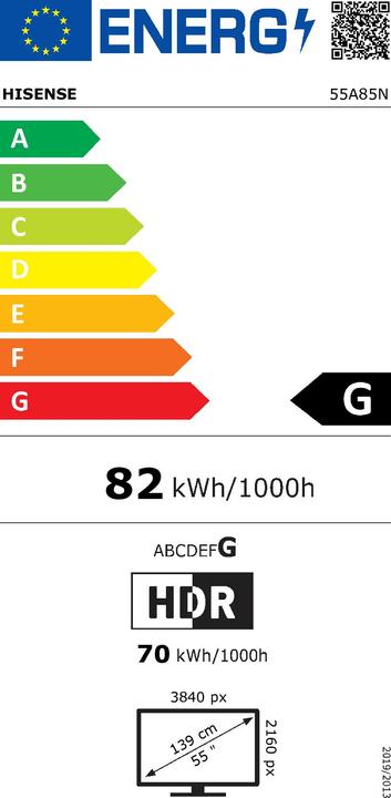Energy Label Hisense TV 55A85N (55", OLED, 4K)