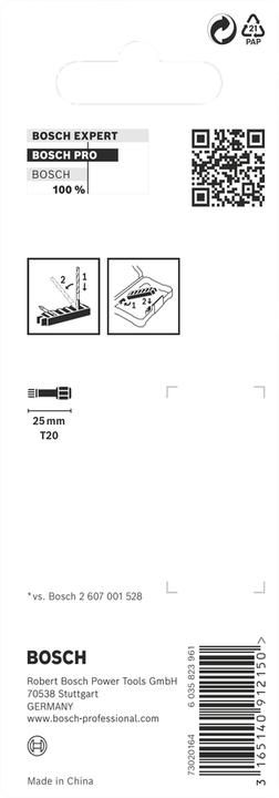 Immagine prodotto Bosch Zubehör PRO Torx Impact Bit, T20, 25 mm, 8 pezzi. (Scanalatura per la vite)