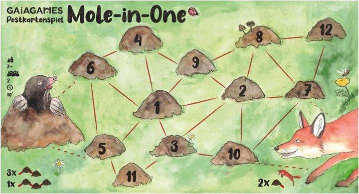 Actual product image Gaiagames MOLE IN ONE - postcard game -, for 2 players, ages 7+ (DE edition) (German)