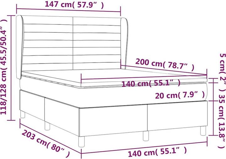 Actual product image vidaXL Boxspringbett (140 x 200 cm)