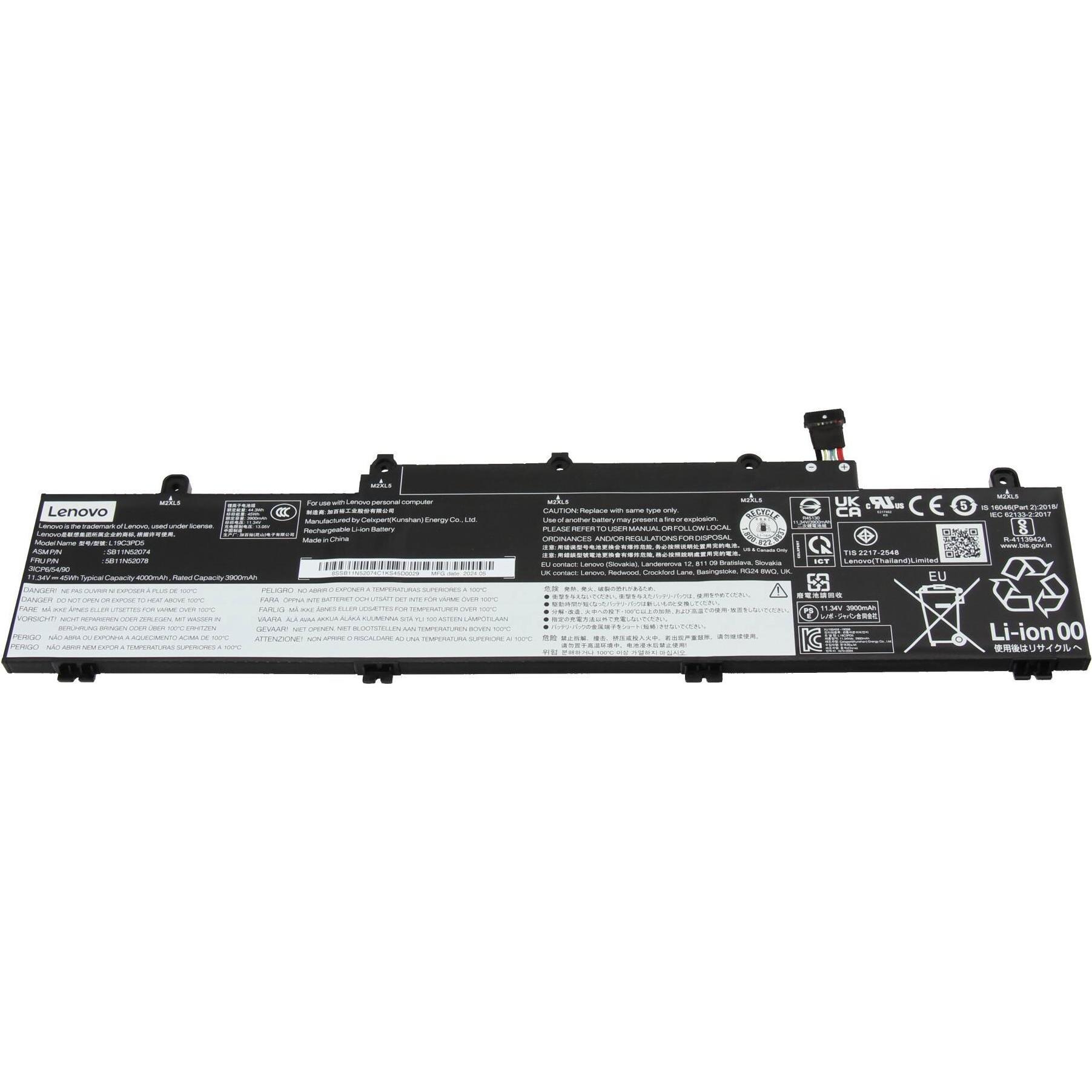 Lenovo L19C3PD5 (3 Zellen, 4055 mAh), Notebook Akku