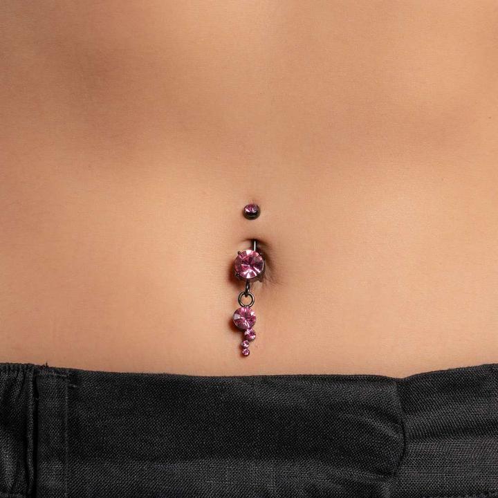 Produktbild Bijouteria Bauchpiercing (PVD Beschichtung (schwarz), Chirurgenstahl 316L, Kristall)