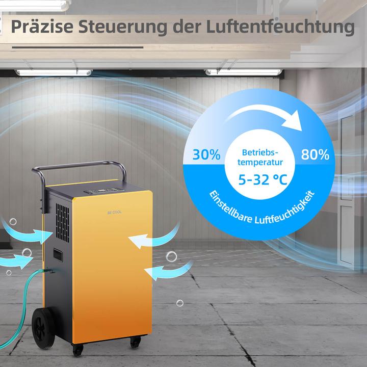 Image du produit BeCool Bautrockner / Luftentfeuchter 90 Liter (180 m², 90 l/24h)
