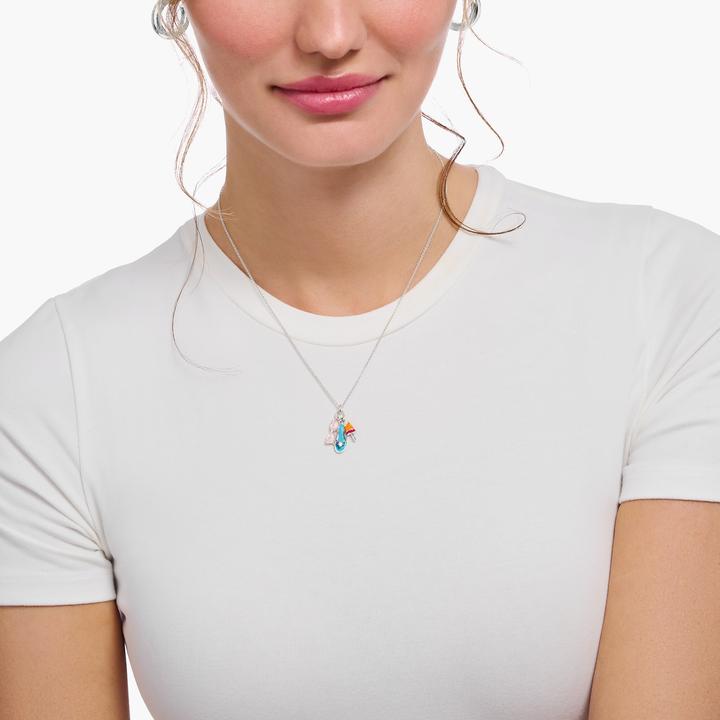 Immagine prodotto Thomas Sabo Collana con triplo ciondolo colorato in argento (Argento 925, Smalto, 38 - 45 cm)