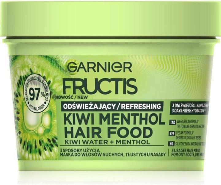 Garnier Fructis Hair Food Kiwi Menthol Hair Mask For Dry And Oily Roots 400ml (400 ml)