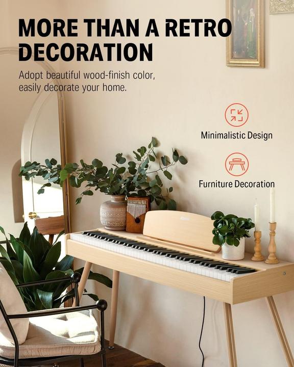 Image du produit Donner Piano numérique 88 touches avec mécanisme à marteaux, polyphonie 128 et connectivité USB-MIDI (88 Boutons)