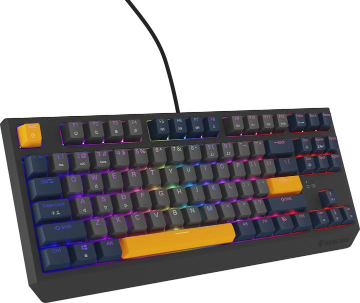 Actual product image Genesis herní klávesnice THOR 230/TKL/RGB/Outemu Panda/Drátová USB/US layout/Naval Blue Negative (US, Cable)