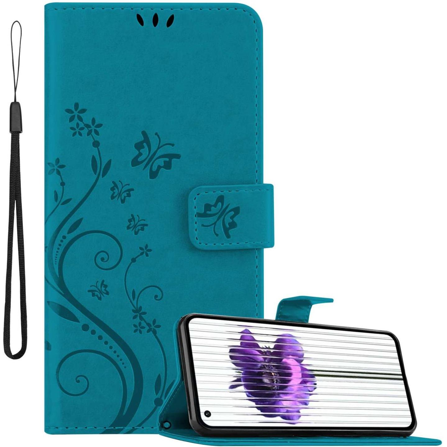 Cadorabo Hülle für Nothing Phone (1) mit Blumen Muster (Nothing Phone (1)), Smartphone Hülle, Blau