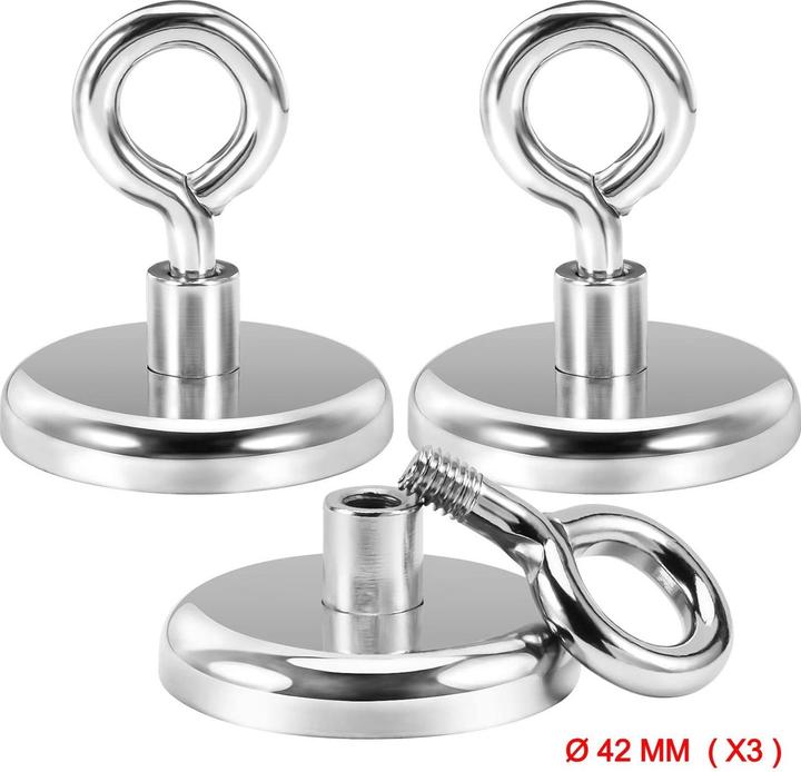 Produktbild Swissdetector Ösenmagnete - Extra stark - Ø 42 MM - Kraft 72.5 kg (X 3) (3x)