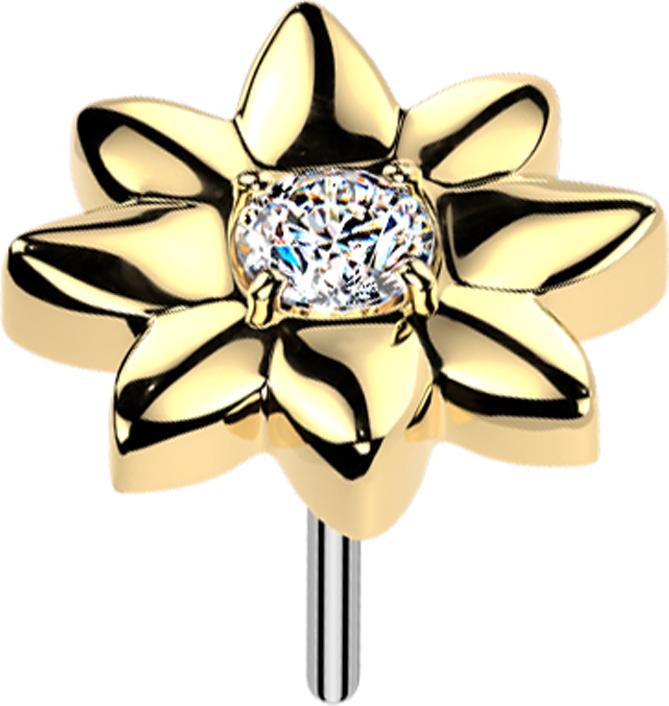 Produktbild Star Piercing Threadless Blume vergoldet mittig Kristall silber (ohne Messing, Titan)