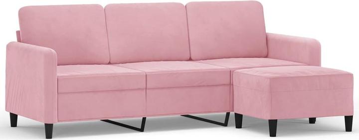 vidaXL Canapé 3 places avec pouf Canapé convertible Fauteuil rose velours