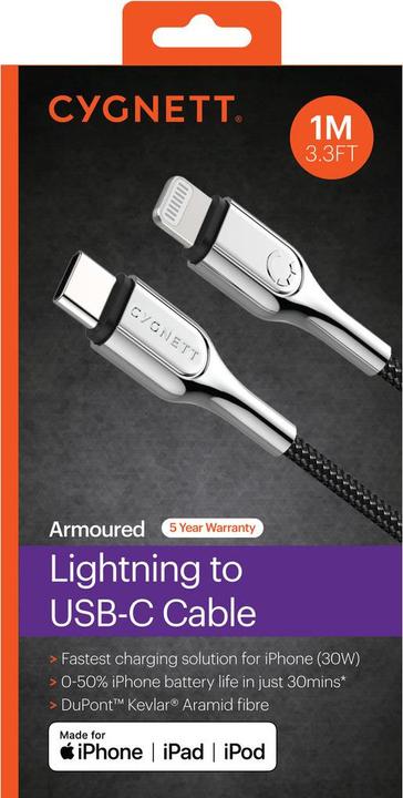 Immagine prodotto Cygnett Armoured Lightning to USB-C (1 m, USB 2.0, 12 W)