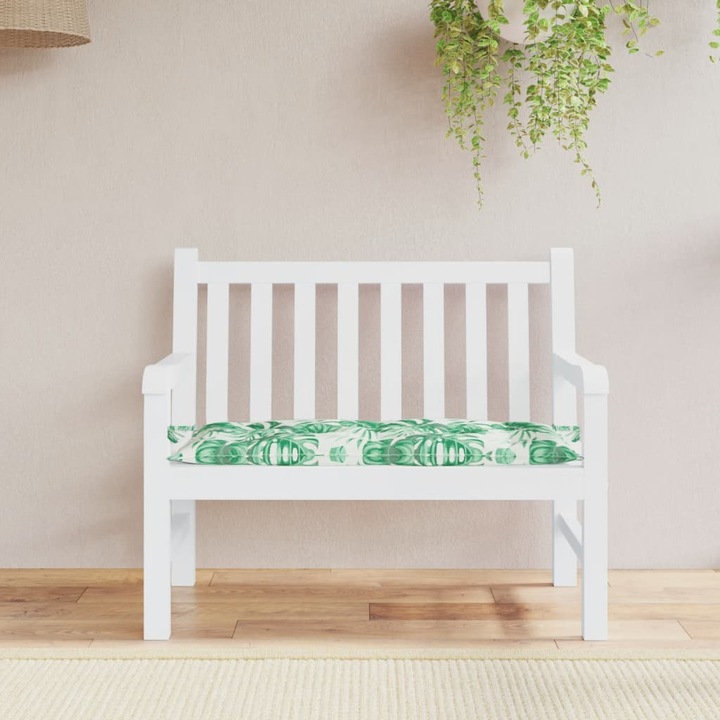 Actual product image VidaXL Garden bench cushion leaf pattern O x ford fabric (110 x 50 x 7 cm)