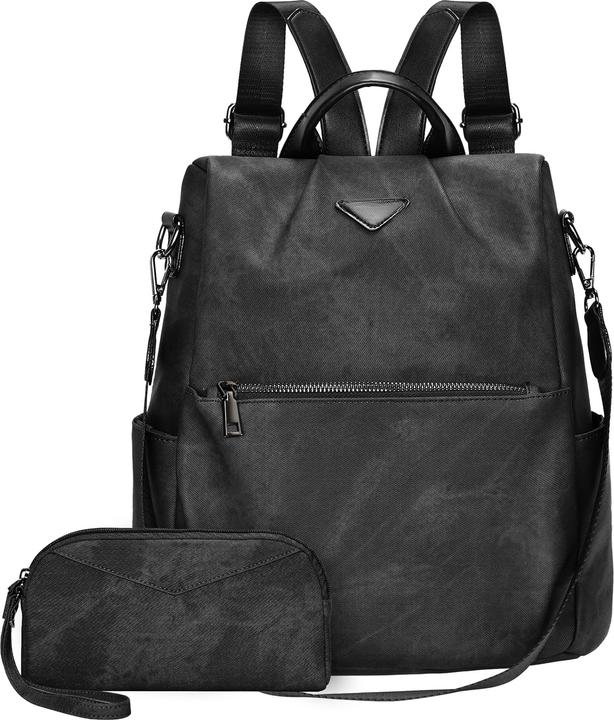 Produktbild Only-Bags.Store Rucksack klein, Stadtrucksack aus veganem Leder, Rucksack Handtasche Anti-Diebstahl, eleganter