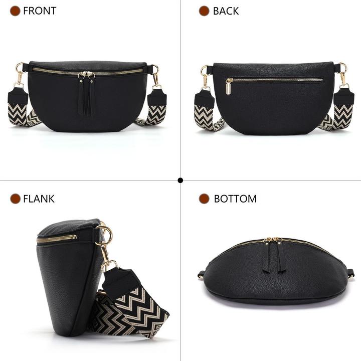 Produktbild Only-Bags.Store Grosse Gürteltasche veganes Leder Umhängetasche Crossbody Tasche stilvolle Gürteltasche mit breitem