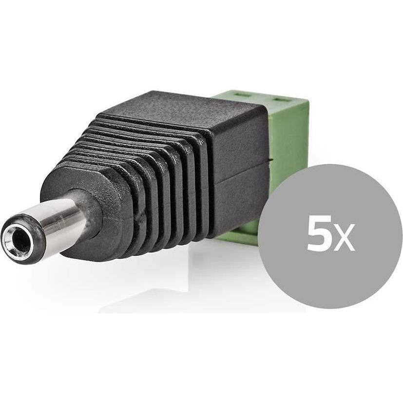Nedis CCTV Security Connector 2-Way Terminal Block 5.5 x 2.1 mm Male Male Black/Green (0.01 m), Netzwerkkabel