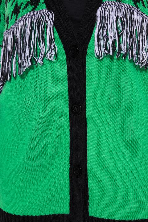 Produktbild Angel of Style Strickjacke, oversized, Hahnentritt, Fransen, Langarm (46, 48)
