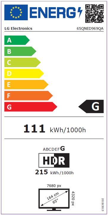 Energie-Label LG 65QNED969QA (65", QNED96, Mini-LED, 8K, 2022)