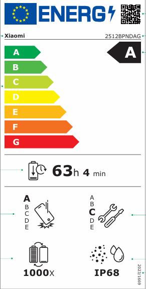 Energielabel Xiaomi 17 Ultra (512 GB, Black, 6.90", Dubbele SIM, 5G)