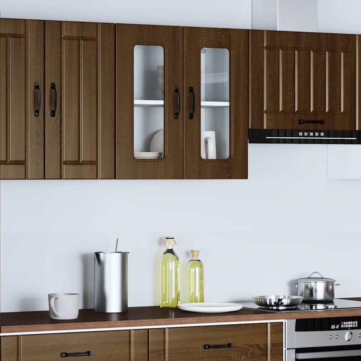 Actual product image VidaXL Kitchen wall unit with glass door Kalmar brown oak-look (60 x 31 x 60 cm)